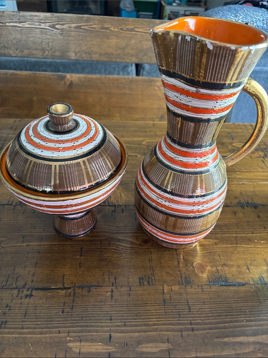 Bitossi Other - Beautiful Vintage Bitossi Striped Pitcher and Bowl 🔥